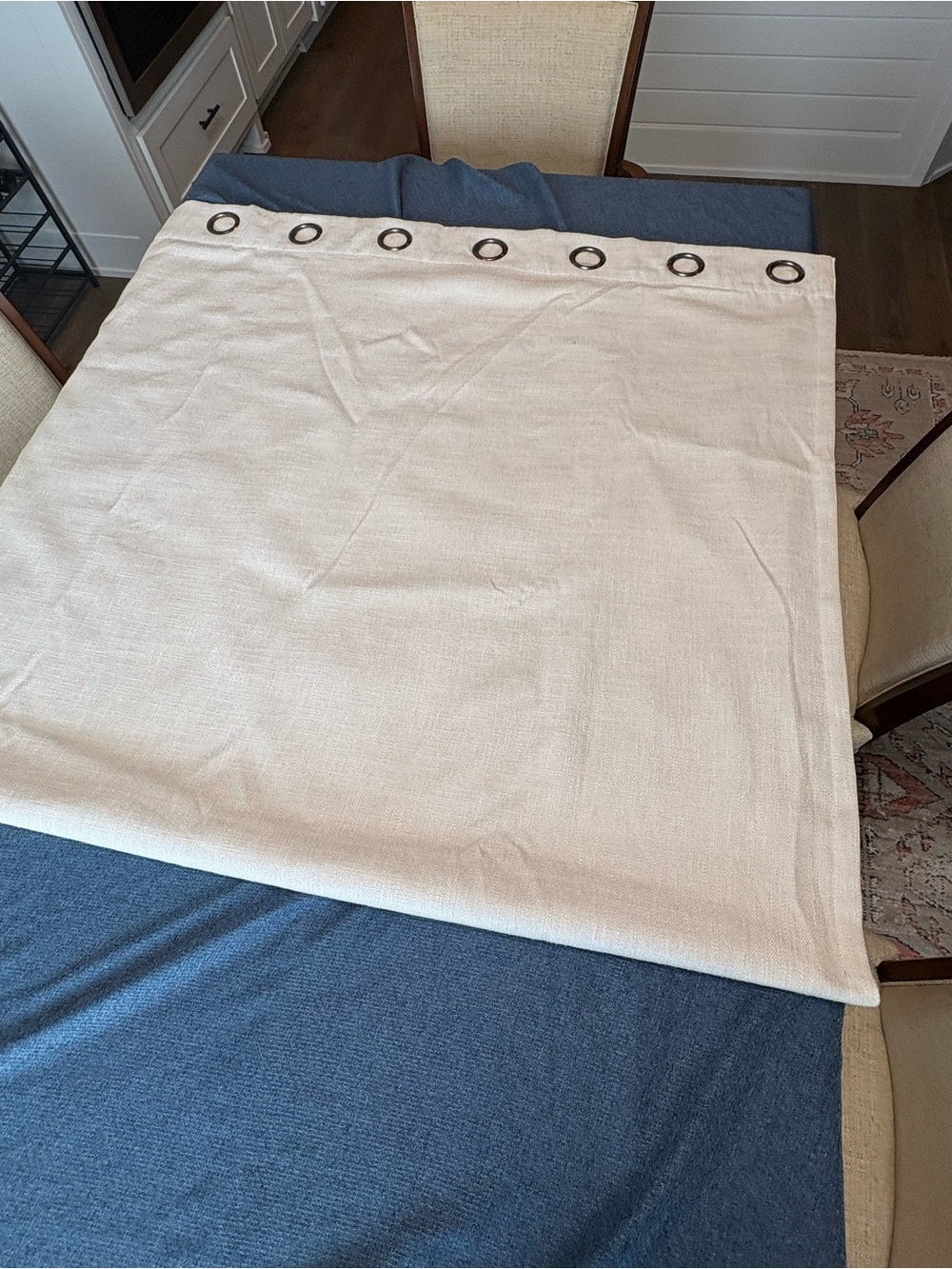 Set of 3 Grommet-Top Curtain Panel - Neutral Cream Textured Drapery